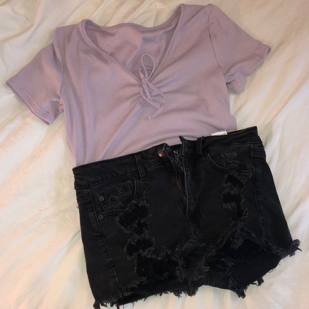 Black Ripped Jean Shorts From American Eagle